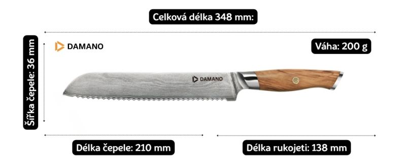 rozměry nože